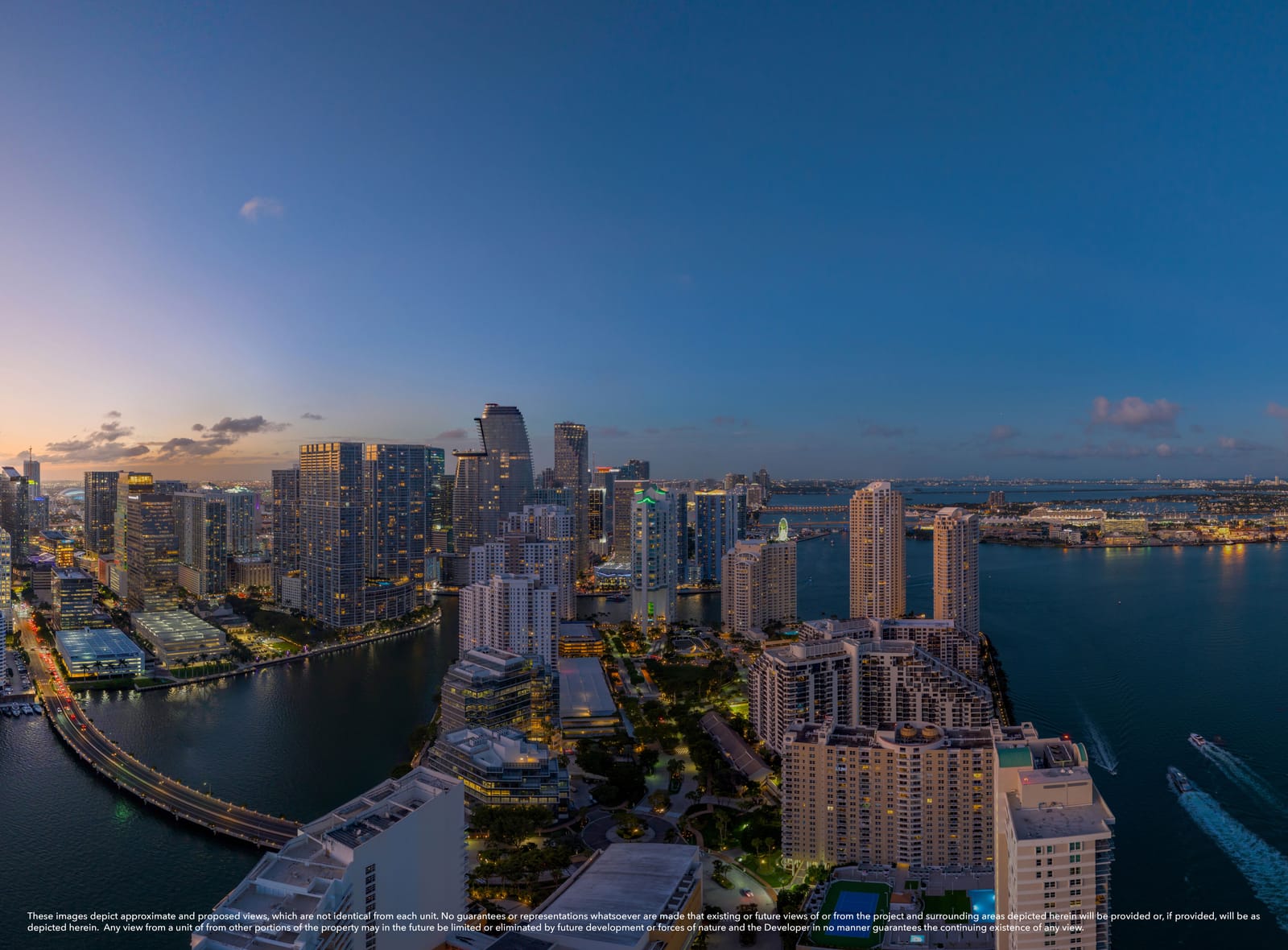 Floor 40 twilight view, South Tower residence