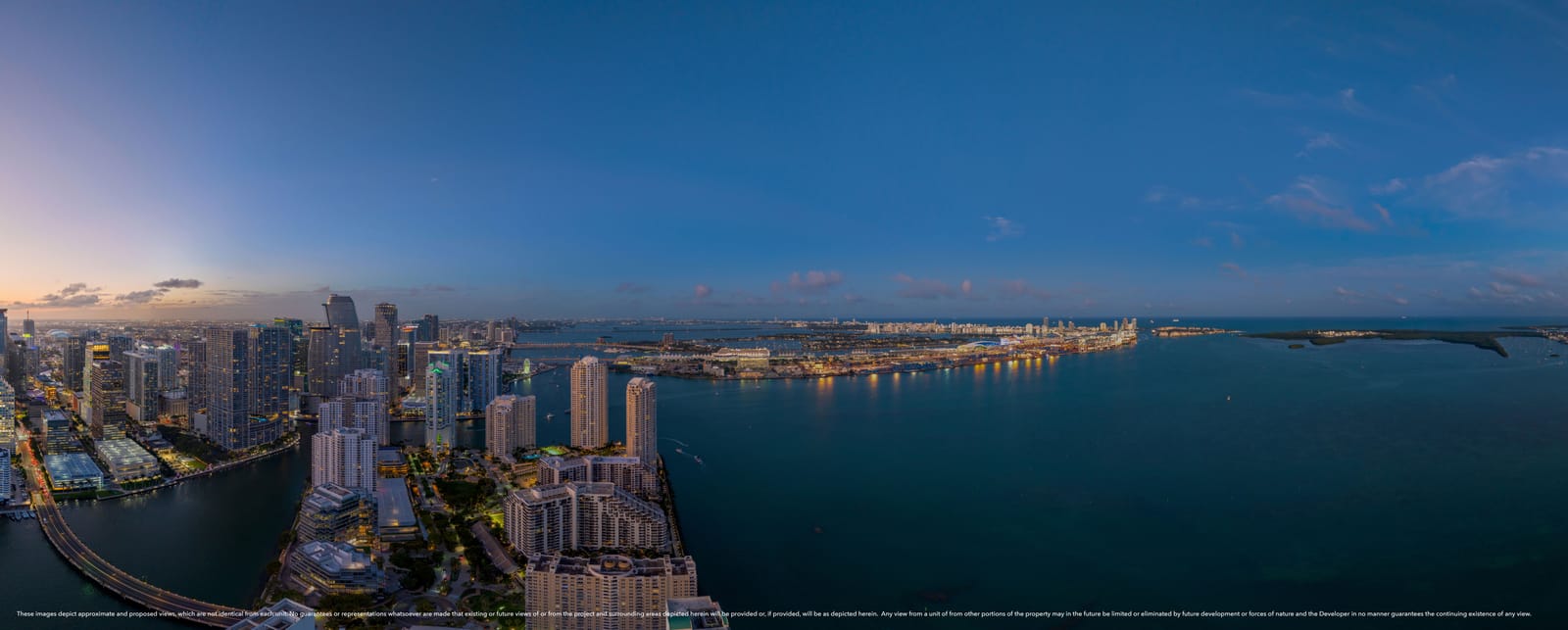 Floor 53 twilight view, South Tower residence