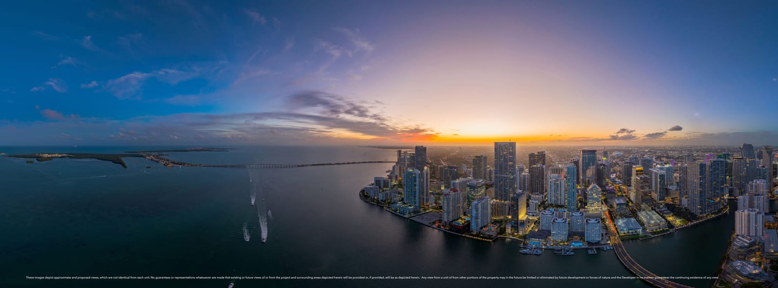 Floor 63 twilight view, South Tower residence