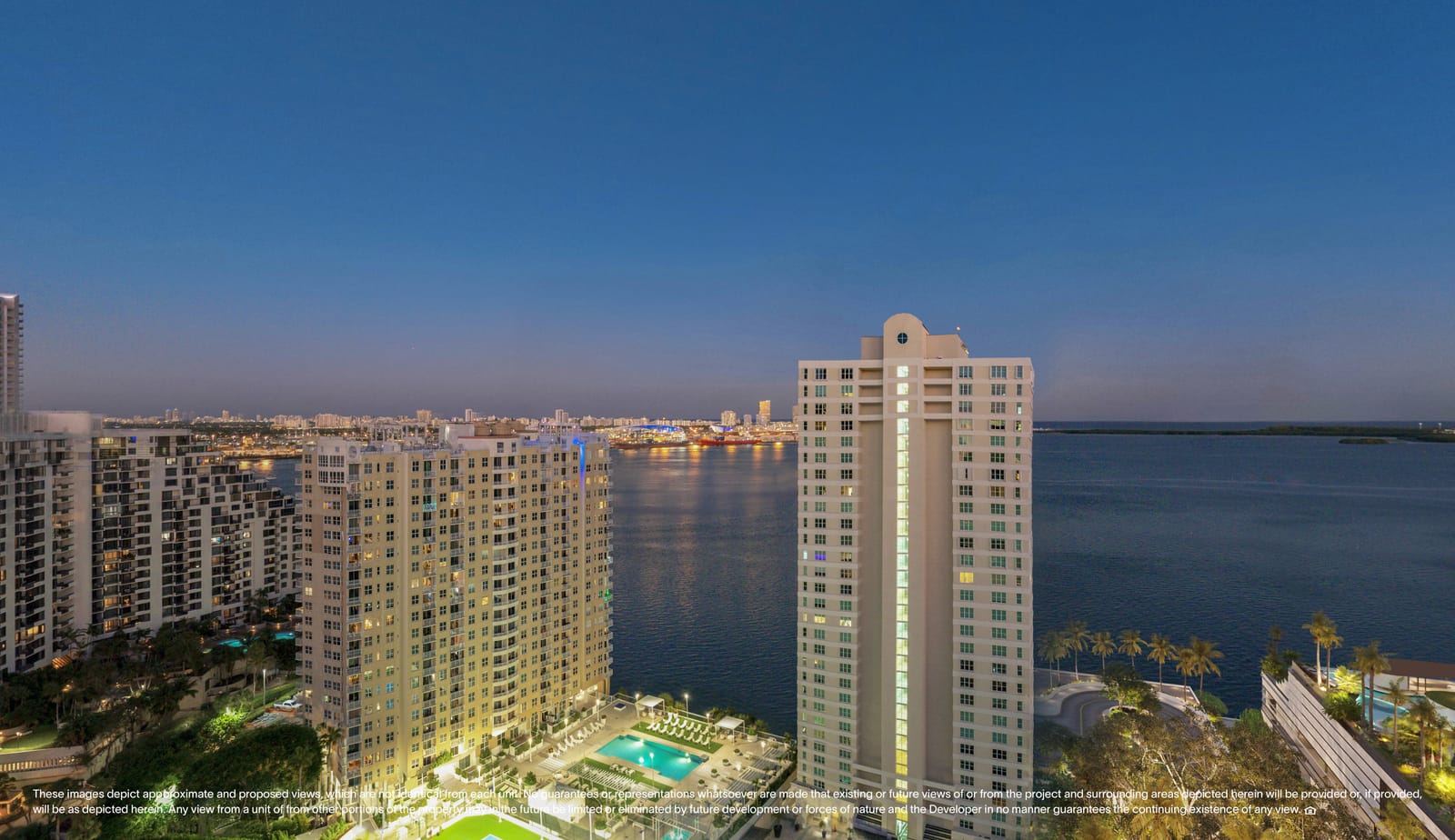Floor 19 twilight view, North Tower Private Residence